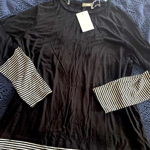 Boutique super soft long sleeve top with stripe detail